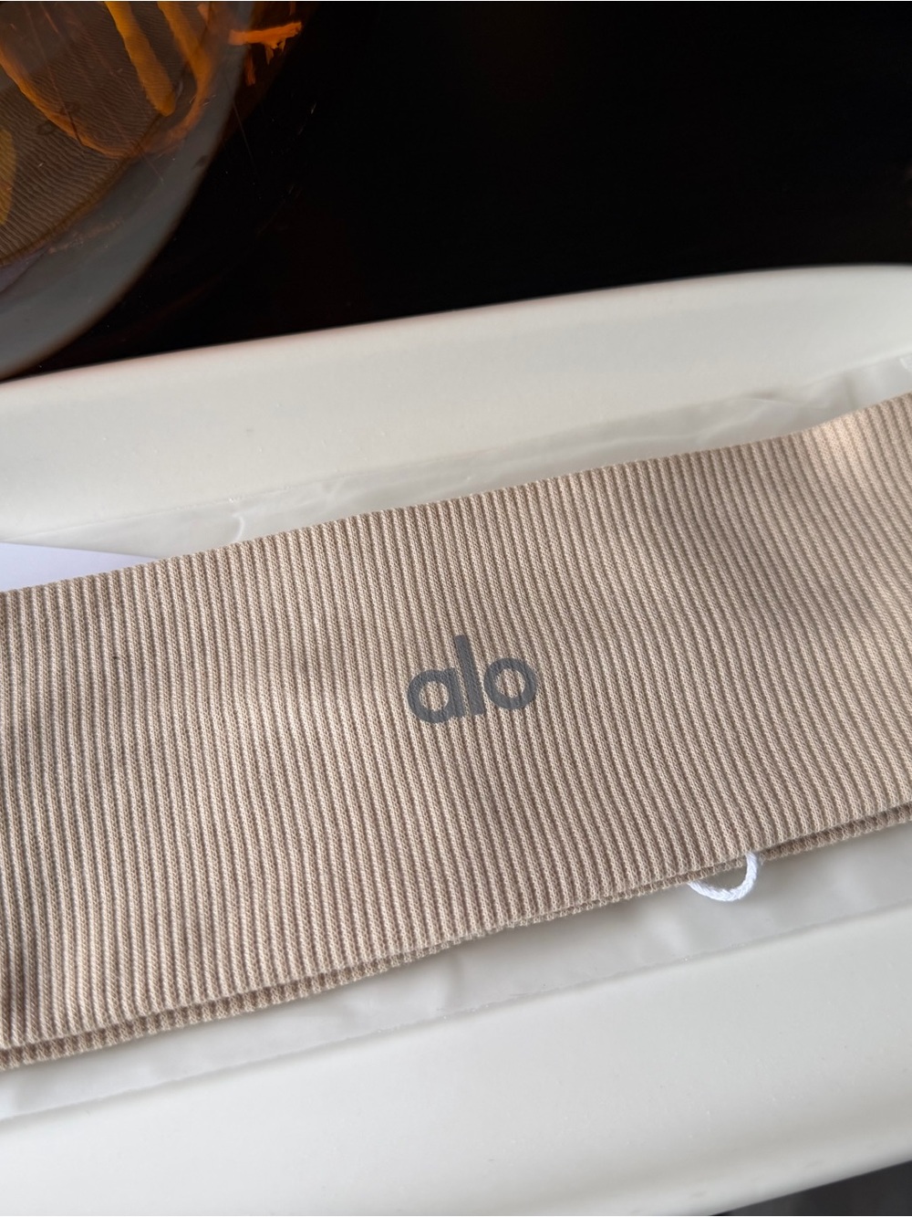 Yoga Ribbed Beige Workout headband